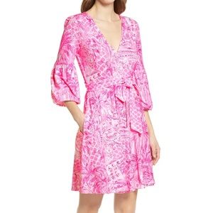NEW! Lilly Pulitzer Pink Faux Wrap Dress Medium